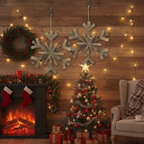 2PCS Set 17.7" Christmas Tree Decorations Large Wood Snowflake Ornaments Rustic Wall Art for Holiday 95566499