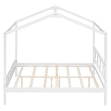 ZUN Full Size Wood House Bed with Storage Space, White 76481310