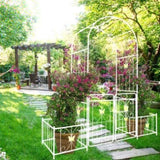 Metal Garden Arch with Gate 79.5'' Wide x 86.6'' High Climbing Plants Support Rose Arch Outdoor W1586P243826