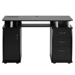 ZUN FCH 115* 55*74cm Black PB Wood 15mm Portable 1pc Door with 3pcs Drawers Computer Desk 23047766