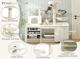 50.6" Cat Tree with Litter Box Enclosure, 5Cat Tower with Sisal Scratching Post and Storage Space, N704P443505K