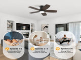 32 Inch LowProfile Flush Mount Fan with LED Light, Remote Control, 5Blade Reversible W3816P585861