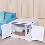 ZUN FCH Cat Litter Box House Hidden Cabinet Extra Large Enclosure Furniture White 41330453