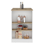 Portree Kitchen Island with 3-Side Shelves B200P188817