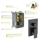 Dual Shower Head - 10 Inch Wall Mounted Square Shower System with Rough-in Valve,Matte black W124357631