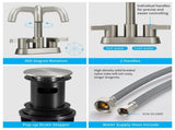 Bathroom Faucet 2 Handle 4 Inch Centerset Bathroom Sink Faucets 3 Hole with Pop Up Drain and Water 93519635