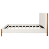 King Size Bed Frame with Boucle Upholstered Thick Headboard, Solid Wooden Legs, White N757P256984K