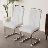 ZUN Modern Dining Chairs,PU Faux Leather High Back Upholstered Side Chair with C-shaped Tube plating 61600459