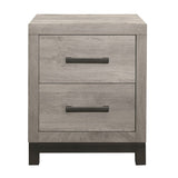Attractive Gray Finish 1pc Nightstand of 2x Drawers Metal Bar Hardware Premium Melamine Board Wooden B01168625