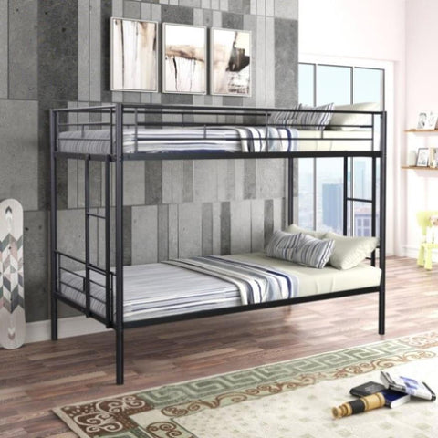 ZUN Metal Twin over Twin Bunk Bed/ Heavy-duty Sturdy Metal/ Noise Reduced Design/ 2 Side Ladders/ Safety W42752421