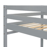 ZUN Twin Size High Loft Bed with Ladder landing Platform, Ladders, Guardrails,Grey W504119724