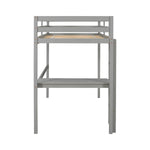 ZUN Twin Loft Pine Wood Bed with built-in desk, Safety Guardrails, Ladder,Grey 21086024