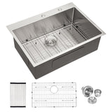 ZUN 33x22x10"Drop-in Single Bowl Stainless Steel Kitchen Sink W2898P228906