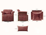 360 Degree Square Swivel Accent Sofa Chair,Fluffy Fabric Lounge Wide Upholstered Reading Chair with W2012P319078