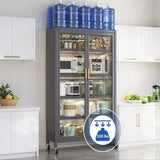 65" Kitchen Pantry Storage Cabinet, 6 Tier Metal Display Storage Cabinet with Transparent Door, W3204P300623