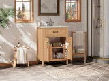 30" Bathroom Vanity with Resin Sink, Solid Wood Frame Bathroom Sink with Adjustable Shelf, N710P405952P