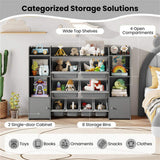 Gray Multi-Functional Kids Storage Shelf - Toy OrganizerBookcase, 56"x12"x39", Anti-Toppling, 74838693