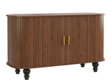 39" Fluted Liquor & Coffee Bar with 6 Wine Racks and 3 Glass Holders, Mid-Century Modern Bar 61879634