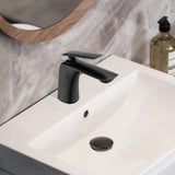 Single Hole Bathroom Sink Faucet with Pop Up Drain and Water Supply Hose, Single Handle Bathroom W1224P227850