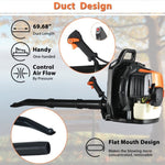 ZUN 2-Stroke Commercial Backpack Leaf Blower Gas Powered Grass Lawn Blowing Machine, Orange 84566815