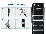 Step Ladder, Folding Step Stool with Wide Anti-Slip Pedal, Sturdy Steel Ladder, Convenient Handrail, W2660P468424