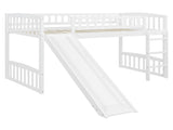 Twin size Loft Bed with Slide and Ladder, White 64080717