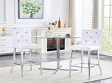 A set of 2 white vintage crocodile bar chairs, featuring crystal clasp design and synthetic W3875P383095
