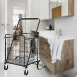 Bigger Super Jumbo Shopping Cart,Grocery Cart on Wheels, Foldable Utility Shopping Carts with Double W1961P290529