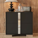 Elegant Nightstand with Metal Handle, Mirrored Bedside Table with 2 Drawers for Bedroom, Living 22446657
