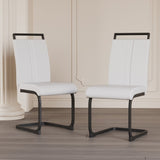 ZUN Modern Dining Chairs,PU Faux Leather High Back Upholstered Side Chair with C-shaped Tube. Black 31878722