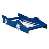 Twin Size Race Car-Shaped Platform Bed with Wheels,Blue WF298789AAC