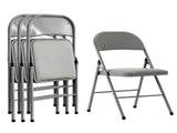 4pcs Elegant Foldable Iron & PVC Chairs for Convention & Exhibition Gray 59251641
