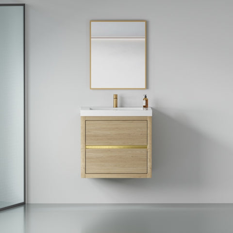 ZUN 24" Wall-Mounted Bathroom Vanity with Sink, Floating Bathroom Storage Cabinet with Stone Resin W1573P211182