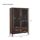 60'' Tall Display with Tempered Glass Door, LED Lighting, Two Drawers, Modern Style Storage N845P261801D
