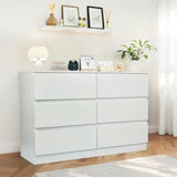 6 Drawer White Dresser, Modern Dresser for Bedroom Spacious Countertop, Wood Storage Cabinet W3204P318437