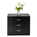 Modern Simple 3-Drawer Table Nightstand Dresser Black 39538677