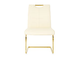 Modern Light Yellow PU dining chair Living room chair Upholstered chair, gold metal chair leg W210P179895