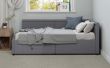 Modern Style Twin Size L Shape Corner Bed, Linen Upholstered Daybed with Two Storage Drawers,Gray N701P263819G