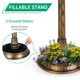 42"bird bath feeder with flowerpot base and Solar. Bronze 87996650