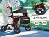 Walkers for Seniors, Rollator Walker with Seat, 350 lb Weight Capacity, 18" Big Seat, 8" All-Terrain W3952P384273