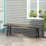 ZUN Outdoor Modern Industrial Aluminum Dining Bench, Gray, Matte Black 69608.00GRY