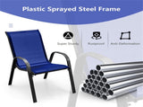 Navy 2 Pack Stackable Patio Dining Chairs, Ergonomic Steel Frame Breathable Fabric Outdoor Chairs 74390059