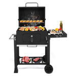 ZUN Charcoal Grill with Foldable Side Table and Wheels, Heavy-duty BBQ Grill for Outdoor Picnics Patio 52462179