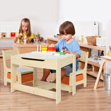 Children's Wooden Table And Chair Set With Two Storage Bags 45081745