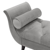 Alma Tufted Flared Arm Entryway Bench, Opal Grey Velvet B2719P238451