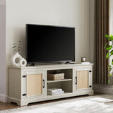 Farmhouse Rattan TV Stand Console Table for TVs up to 70 Inches, TV Console Table with 2 Storage W1758P178930