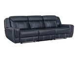 Modern Blue Dual Reclining Sofa with Center Drop-Down Cup Holders, Breathable Faux Leather B011P228161