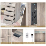 Particleboard Triamine Veneer 6 Drawers 2 Shelves 3 Light Bulbs Mirror Cabinet Dressing Table Set 45271452