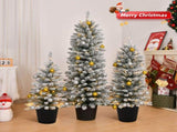 Set of 3 Pre-lit Xmas Trees with Pot Stands, 3/4/5 FT Snow Flocked Artificial Christmas Trees with 53610875