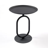 Lantern-shaped Metal End Table, Small Round Side Table, Modern Coffee Drink Cocktail Table, Small W2664P232831